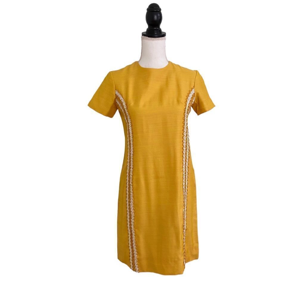 Vintage Golden Sunflower Shift Dress S/M